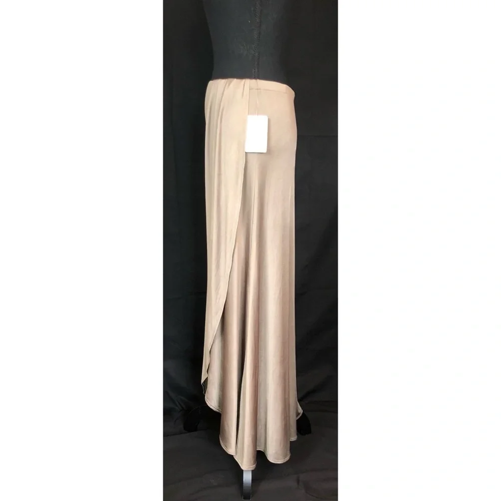 Free People Women’s Wrap Asymmetrical Army Green Maxi Skirt Fall Flow Size M NWT